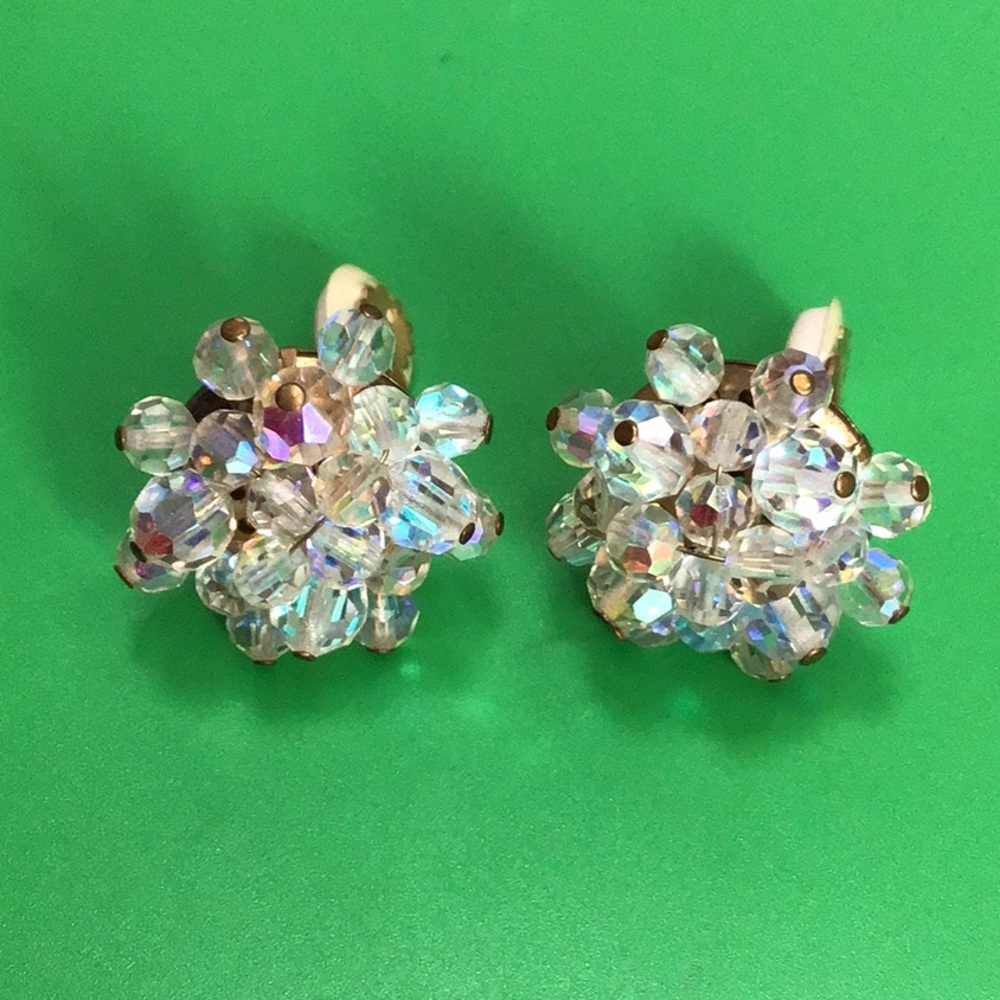 Vintage beaded earrings clip ons